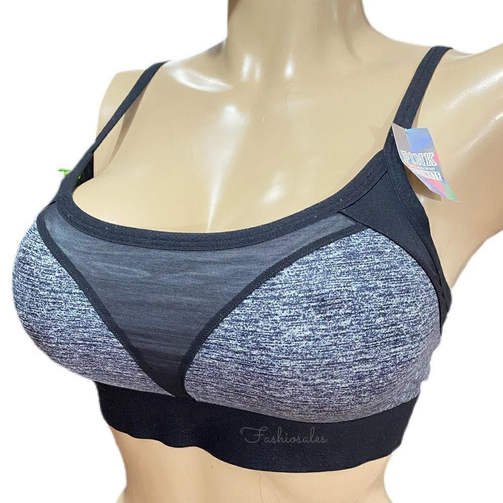 Victorias Secret Pink Ultimate Strappy Unlined sport bra gray